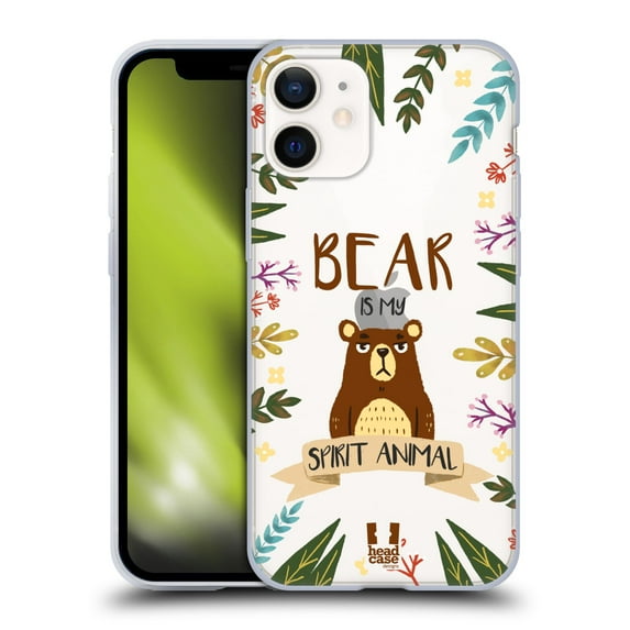 Head Case Designs Spirit Animal Illustrations Bear Soft Gel Case Compatible with Apple iPhone 12 Mini