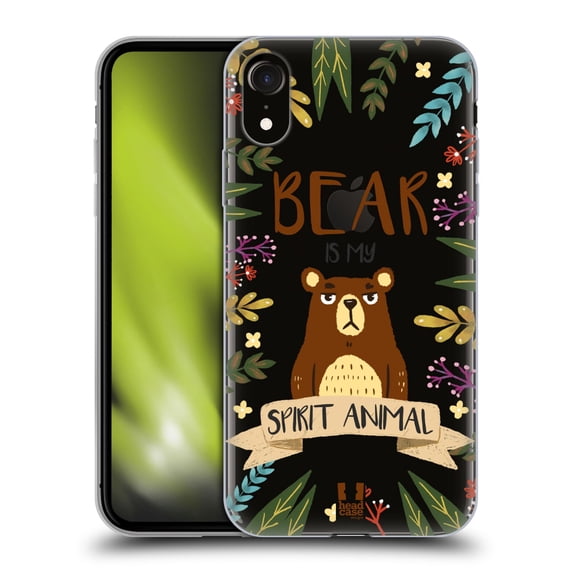 Head Case Designs Spirit Animal Illustrations Bear Soft Gel Case Compatible with Apple iPhone XR