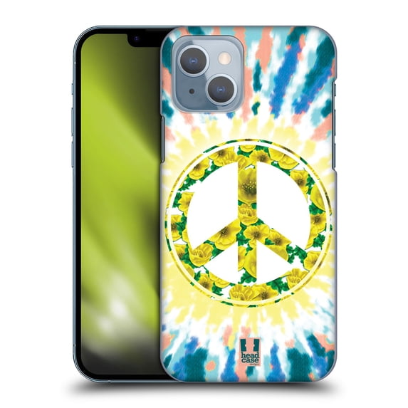Head Case Designs Tie Dye Mix Flower Peace Sign Hard Back Case Compatible with Apple iPhone 14