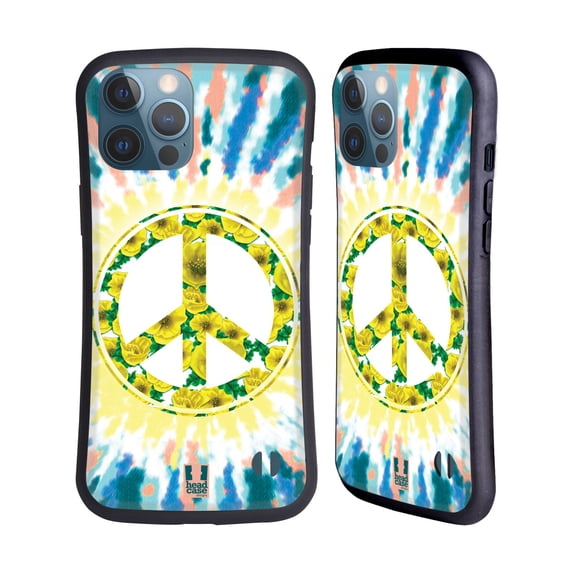 Head Case Designs Tie Dye Mix Flower Peace Sign Hybrid Case Compatible with Apple iPhone 13 Pro Max