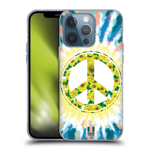 Head Case Designs Tie Dye Mix Flower Peace Sign Soft Gel Case Compatible with Apple iPhone 13 Pro