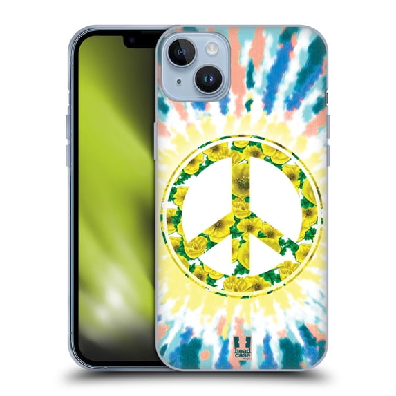 Head Case Designs Tie Dye Mix Flower Peace Sign Soft Gel Case Compatible with Apple iPhone 14 Plus