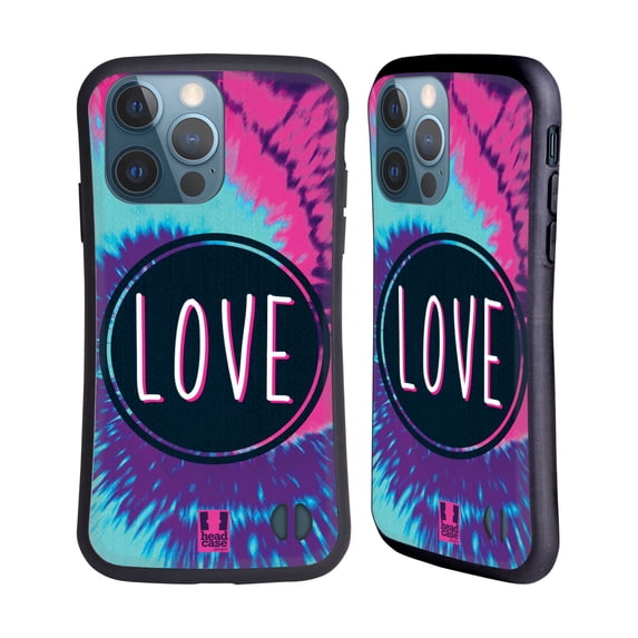 Head Case Designs Tie Dye Mix Love Hybrid Case Compatible with Apple iPhone 13 Pro