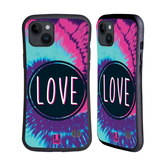 Head Case Designs Tie Dye Mix Love Hybrid Case Compatible with Apple iPhone 15 Plus