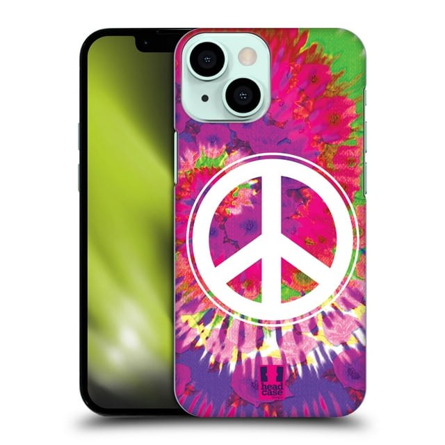 Head Case Designs Tie Dye Mix Peace Sign Hard Back Case Compatible with Apple iPhone 13 Mini