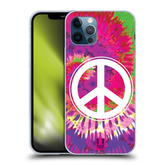 Head Case Designs Tie Dye Mix Peace Sign Soft Gel Case Compatible with Apple iPhone 12 / iPhone 12 Pro