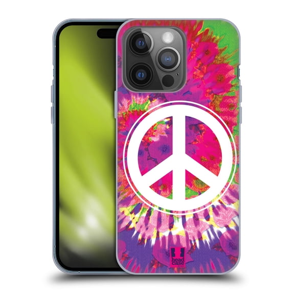 Head Case Designs Tie Dye Mix Peace Sign Soft Gel Case Compatible with Apple iPhone 14 Pro