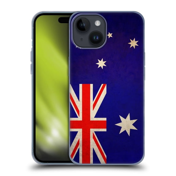 Head Case Designs Vintage Flags Australia Australian Soft Gel Case Compatible with Apple iPhone 15