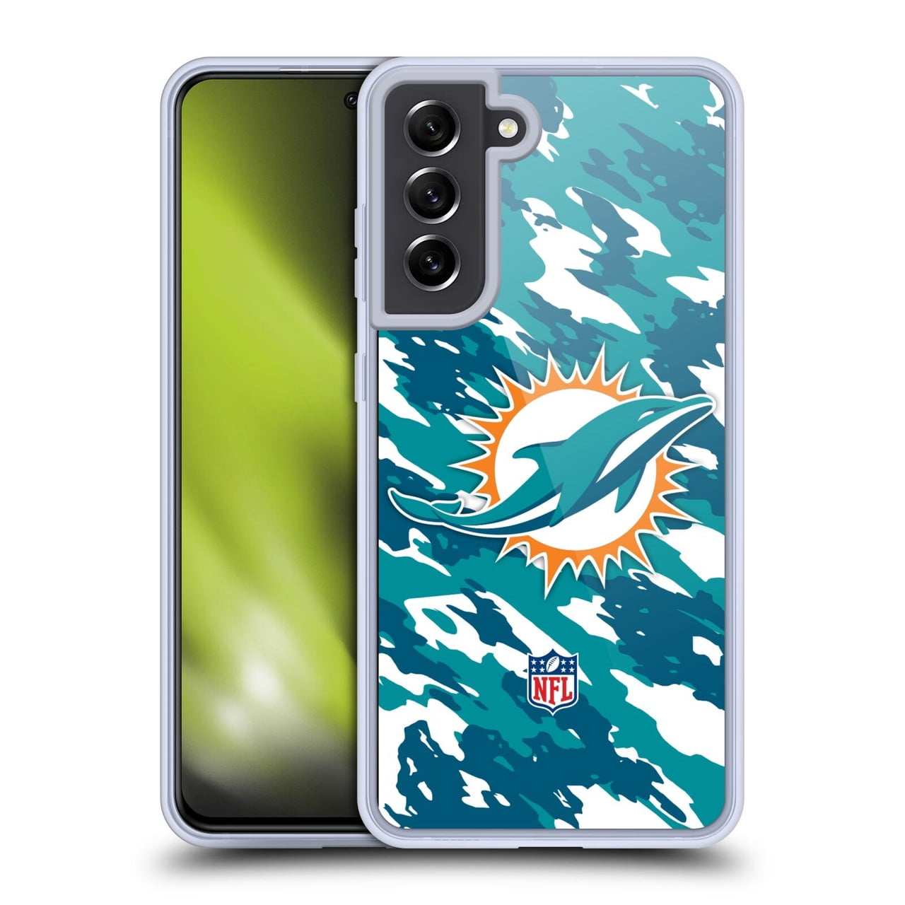 Head Case Designs NFL Miami Dolphins Logo Camou Soft Gel Case for Samsung Galaxy S21 FE 5G
