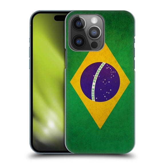 Head Case Designs Vintage Flags Brazil Brazilian Brasil Flag Hard Back Case Compatible with Apple iPhone 14 Pro