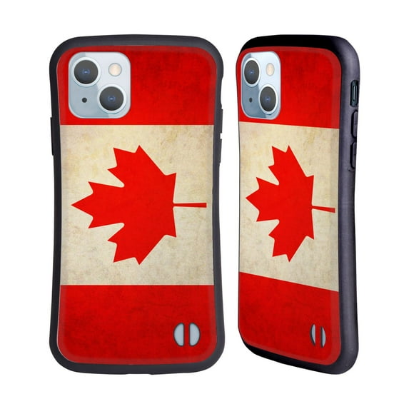 Head Case Designs Vintage Flags Canada Canadian Maple Leaf Hybrid Case Compatible with Apple iPhone 14
