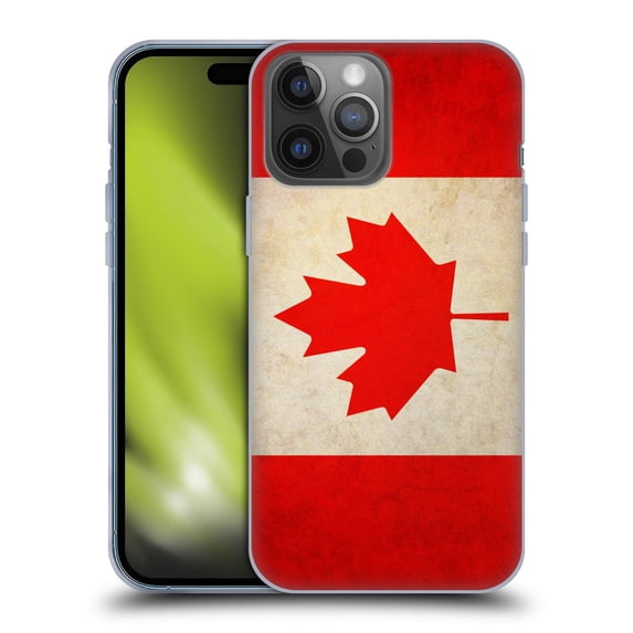Head Case Designs Vintage Flags Canada Canadian Maple Leaf Soft Gel Case Compatible with Apple iPhone 14 Pro Max