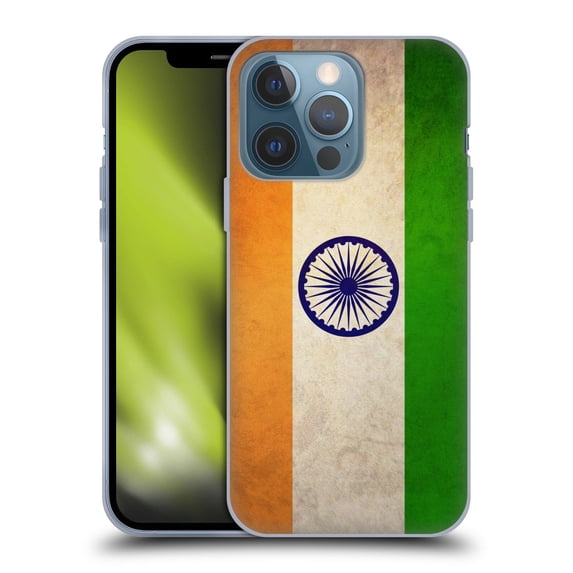 Head Case Designs Vintage Flags India Indian Soft Gel Case Compatible with Apple iPhone 13 Pro