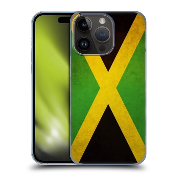 Head Case Designs Vintage Flags Jamaica Jamaican Hard Back Case Compatible with Apple iPhone 15 Pro