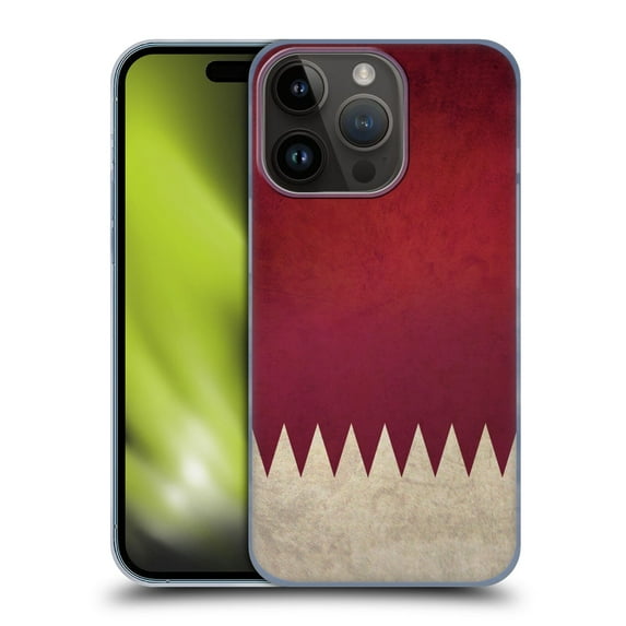Head Case Designs Vintage Flags Qatar Qatari Hard Back Case Compatible with Apple iPhone 15 Pro