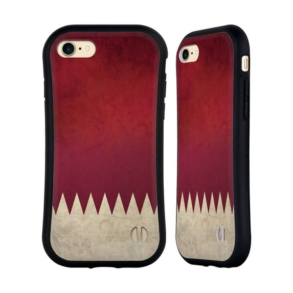 Head Case Designs Vintage Flags Qatar Qatari Hybrid Case Compatible with Apple iPhone 7 / 8 / SE 2020 & 2022