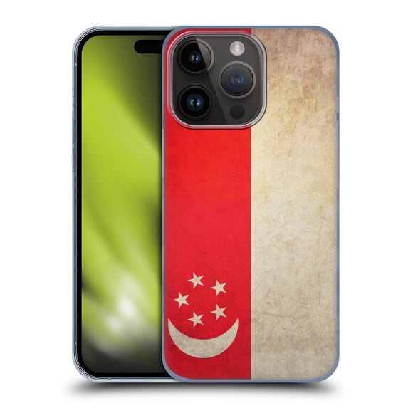 Head Case Designs Vintage Flags Singapore Singaporean Hard Back Case Compatible with Apple iPhone 15 Pro
