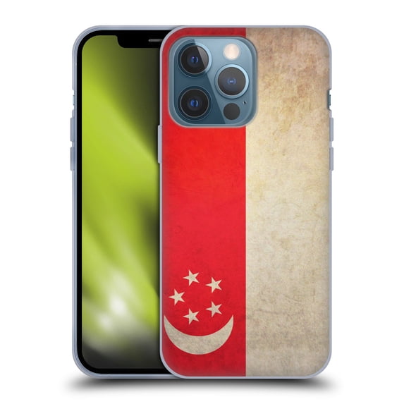 Head Case Designs Vintage Flags Singapore Singaporean Soft Gel Case Compatible with Apple iPhone 13 Pro