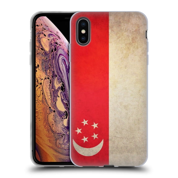 Head Case Designs Vintage Flags Singapore Singaporean Soft Gel Case Compatible with Apple iPhone XS Max