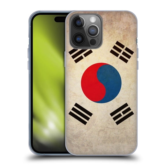 Head Case Designs Vintage Flags South Korea South Korean Soft Gel Case Compatible with Apple iPhone 14 Pro Max