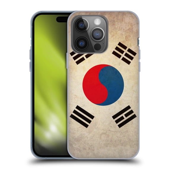 Head Case Designs Vintage Flags South Korea South Korean Soft Gel Case Compatible with Apple iPhone 14 Pro