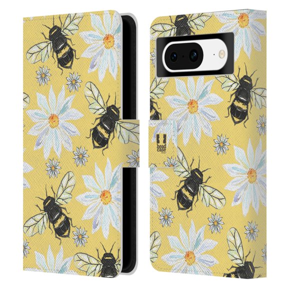 Head Case Designs Watercolour Insects Bees Leather Book Wallet Case Cover Compatible with Google Pixel 8