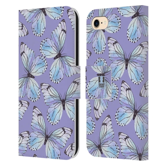 Head Case Designs Watercolour Insects Butterflies Leather Book Wallet Case Cover Compatible with Apple iPhone 7 / 8 / SE 2020 & 2022