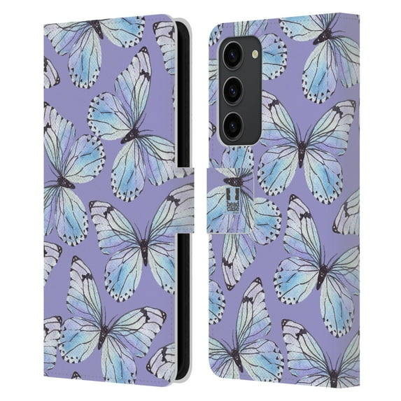 Head Case Designs Watercolour Insects Butterflies Leather Book Wallet Case Cover Compatible with Samsung Galaxy S23+ 5G