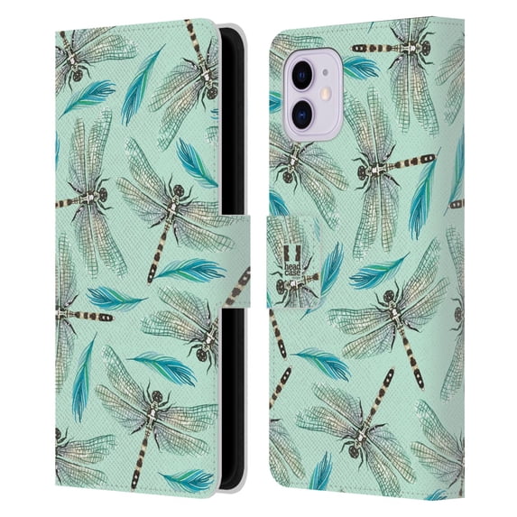 Head Case Designs Watercolour Insects Dragonflies Leather Book Wallet Case Cover Compatible with Apple iPhone 11