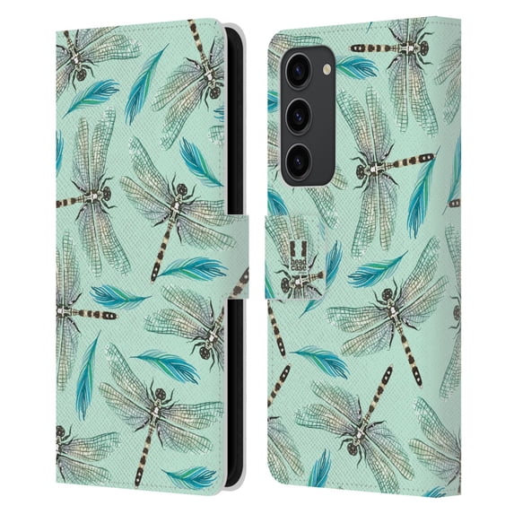 Head Case Designs Watercolour Insects Dragonflies Leather Book Wallet Case Cover Compatible with Samsung Galaxy S23+ 5G