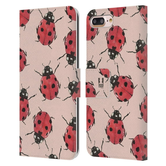 Head Case Designs Watercolour Insects Ladybugs Leather Book Wallet Case Cover Compatible with Apple iPhone 7 Plus / iPhone 8 Plus