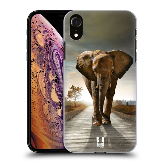 Head Case Designs Wildlife Elephant Walking On The Road Hard Back Case Compatible with Apple iPhone XR