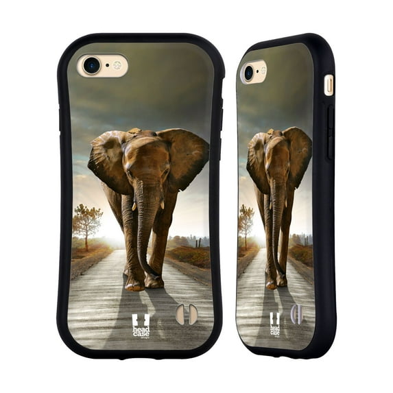 Head Case Designs Wildlife Elephant Walking On The Road Hybrid Case Compatible with Apple iPhone 7 / 8 / SE 2020 & 2022