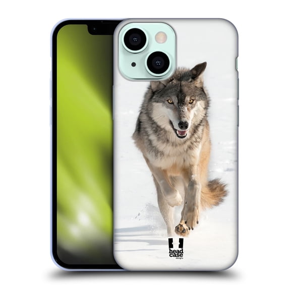 Head Case Designs Wildlife Grey Wolf Running Soft Gel Case Compatible with Apple iPhone 13 Mini
