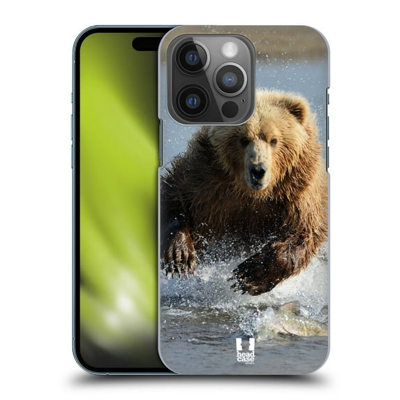 Head Case Designs Wildlife Grizzly Bear Jumping Hard Back Case Compatible with Apple iPhone 14 Pro