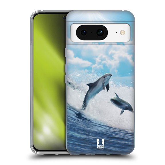 Head Case Designs Wildlife Happy Surfing Dolphins Soft Gel Case Compatible with Google Pixel 8