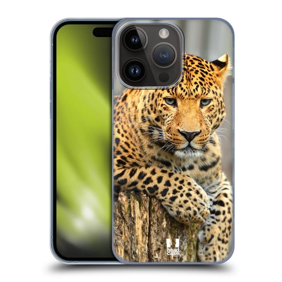 Head Case Designs Wildlife Leopard Portrait Hard Back Case Compatible with Apple iPhone 15 Pro