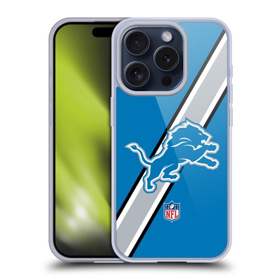Head Case Designs NFL Detroit Lions Logo Stripes Soft Gel Case for Apple iPhone 15 Pro