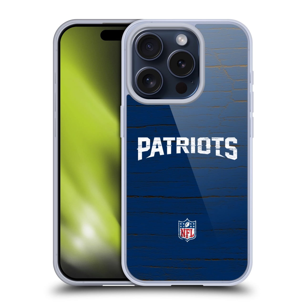 Head Case Designs NFL New England Patriots Logo Distressed Look Soft Gel Case for Apple iPhone 15 Pro