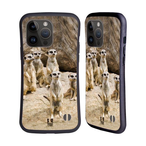 Head Case Designs Wildlife Meerkat Troop On Alert Hybrid Case Compatible with Apple iPhone 15 Pro Max