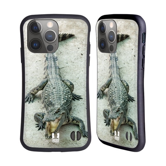 Head Case Designs Wildlife Open-Mouthed Crocodile Hybrid Case Compatible with Apple iPhone 14 Pro
