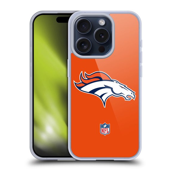 Head Case Designs NFL Denver Broncos Logo Plain Soft Gel Case for Apple iPhone 15 Pro
