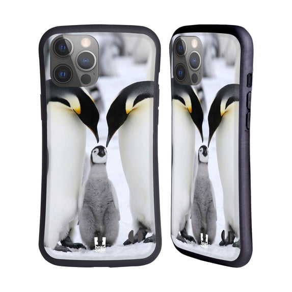 Head Case Designs Wildlife Penguin Family On Ice Hybrid Case Compatible with Apple iPhone 14 Pro Max
