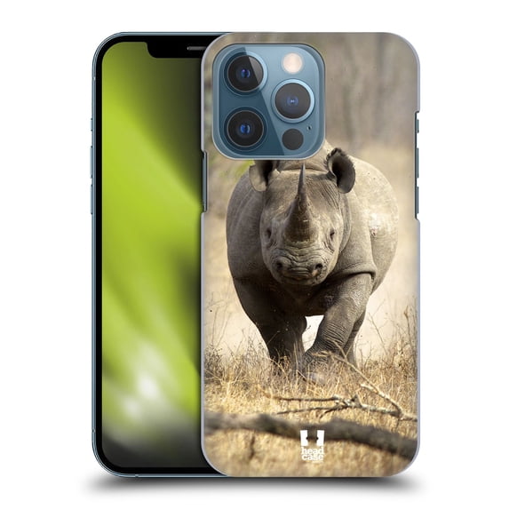Head Case Designs Wildlife Running Black Rhino Hard Back Case Compatible with Apple iPhone 13 Pro