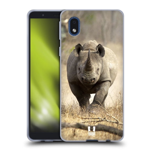 Head Case Designs Wildlife Running Black Rhino Soft Gel Case Compatible with Samsung Galaxy A01 Core (2020)