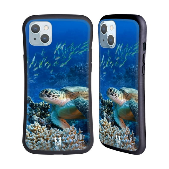 Head Case Designs Wildlife Sea Turtle Sitting On Coral Reef Hybrid Case Compatible with Apple iPhone 14 Plus