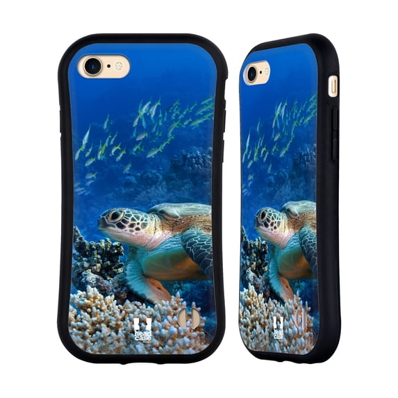 Head Case Designs Wildlife Sea Turtle Sitting On Coral Reef Hybrid Case Compatible with Apple iPhone 7 / 8 / SE 2020 & 2022