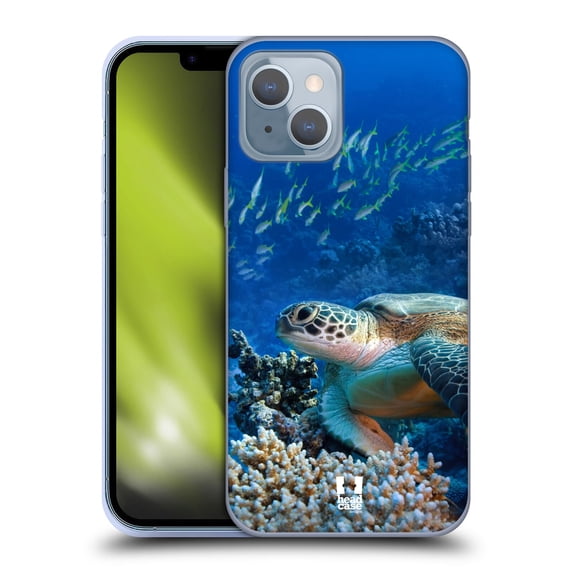 Head Case Designs Wildlife Sea Turtle Sitting On Coral Reef Soft Gel Case Compatible with Apple iPhone 14