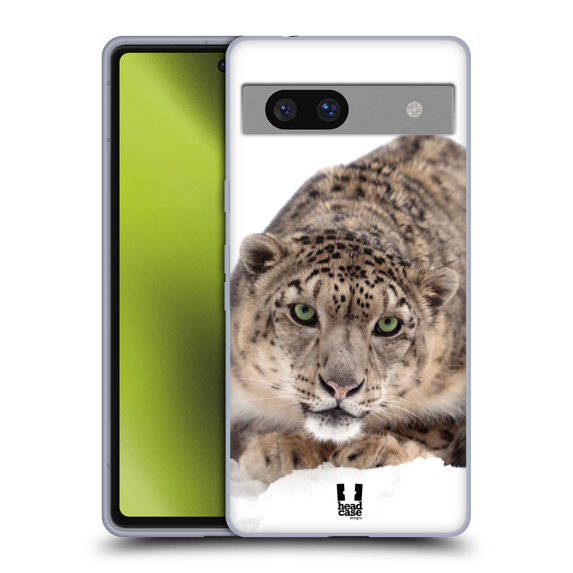 Head Case Designs Wildlife Snow Leopard On Ice Soft Gel Case Compatible with Google Pixel 7a