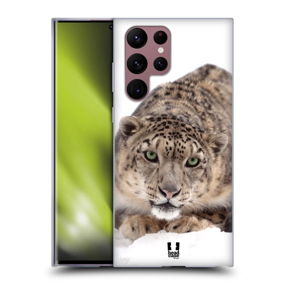 Head Case Designs Wildlife Snow Leopard On Ice Soft Gel Case Compatible with Samsung Galaxy S22 Ultra 5G